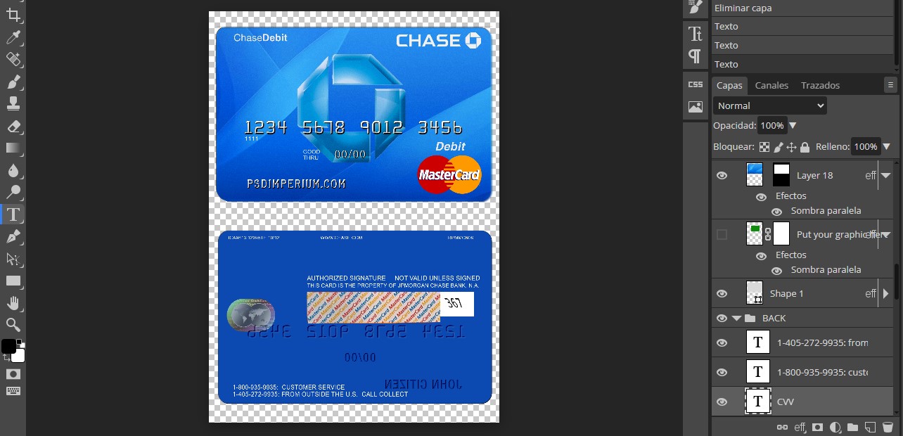 USA Chase Bank Mastercard Debit Card PSD Template