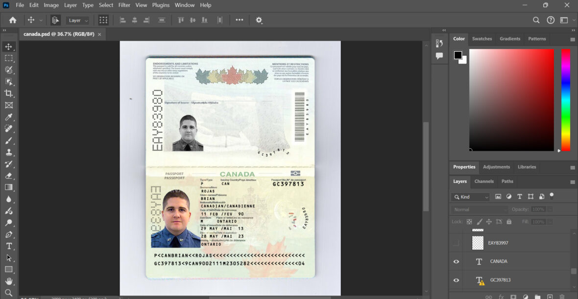 Canada Passport PSD Template New 2025